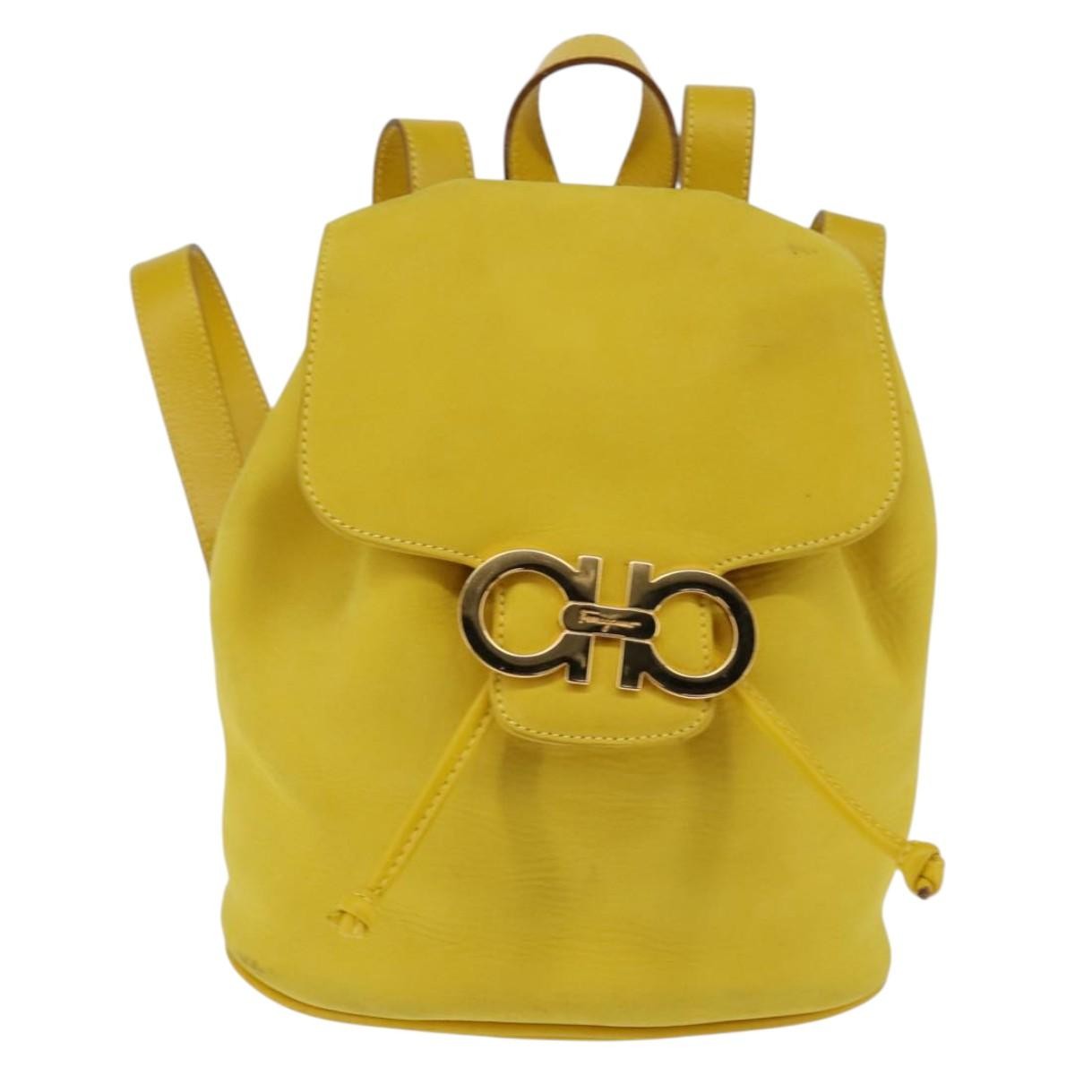 Salvatore Ferragamo Gancini Backpack Suede, YELLOW, SUEDE, Backpack