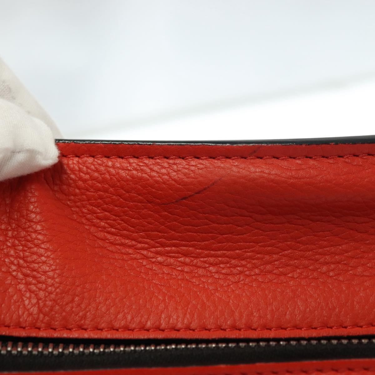 Celine Edge Bag Leather, ORANGE, LEATHER, Handbag