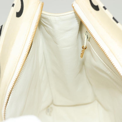 Chanel Vintage Coco Logo Zip Tote Quilted Printed Canvas, WHITE, CANVAS, Tote bag