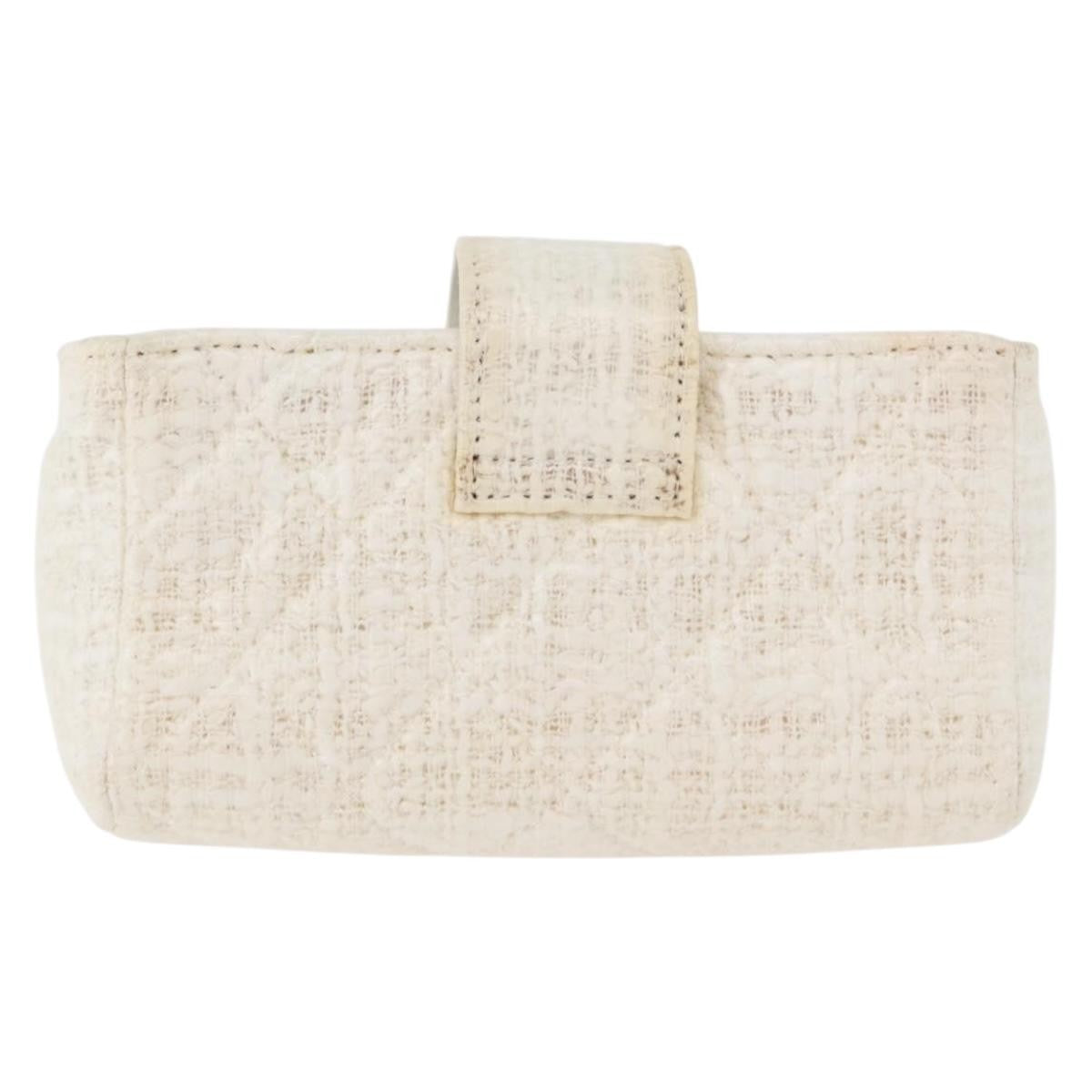 Chanel Vintage Clutch Tweed, White, Tweed, Clutch