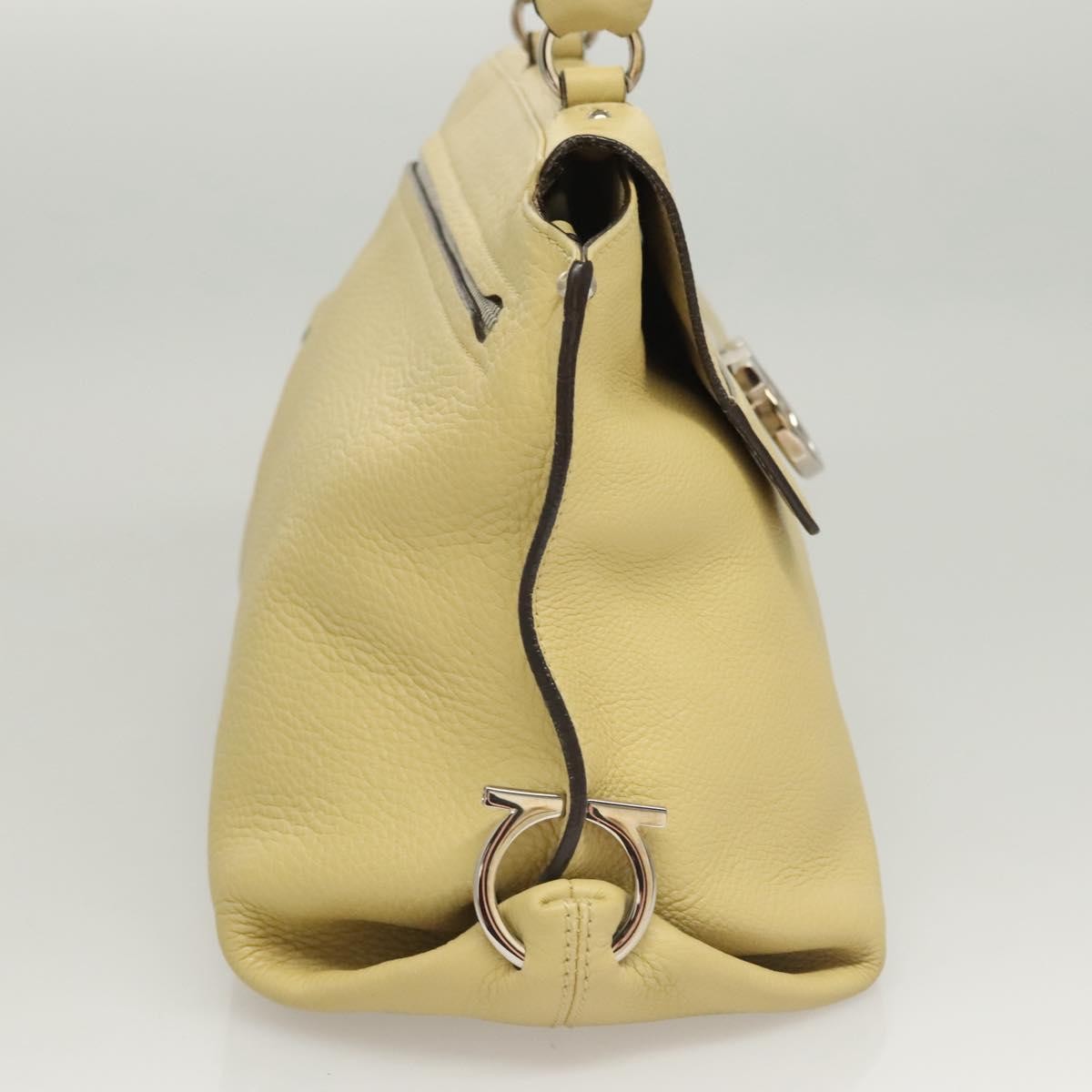 Salvatore Ferragamo Gancini handbag Leather, YELLOW, LEATHER, Handbag