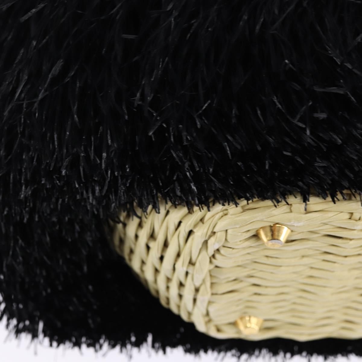 Prada Fringe Wicker Tote Woven Straw, BLACK, WOOD, Handbag