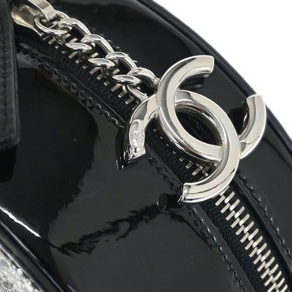 Chanel Evening On The Moon Round Evening Bag Glittered PVC with Patent, SILVER, PATENT_LEATHER, Shoulder bag