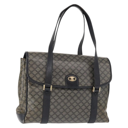 Celine Vintage Macadam Shoulder Bag Canvas and Leather, BLACK, CANVAS, Shoulder bag