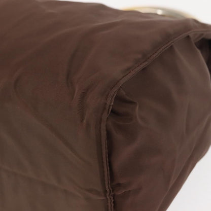 Prada Metal Handles Tote Tessuto, BROWN, NYLON, Handbag