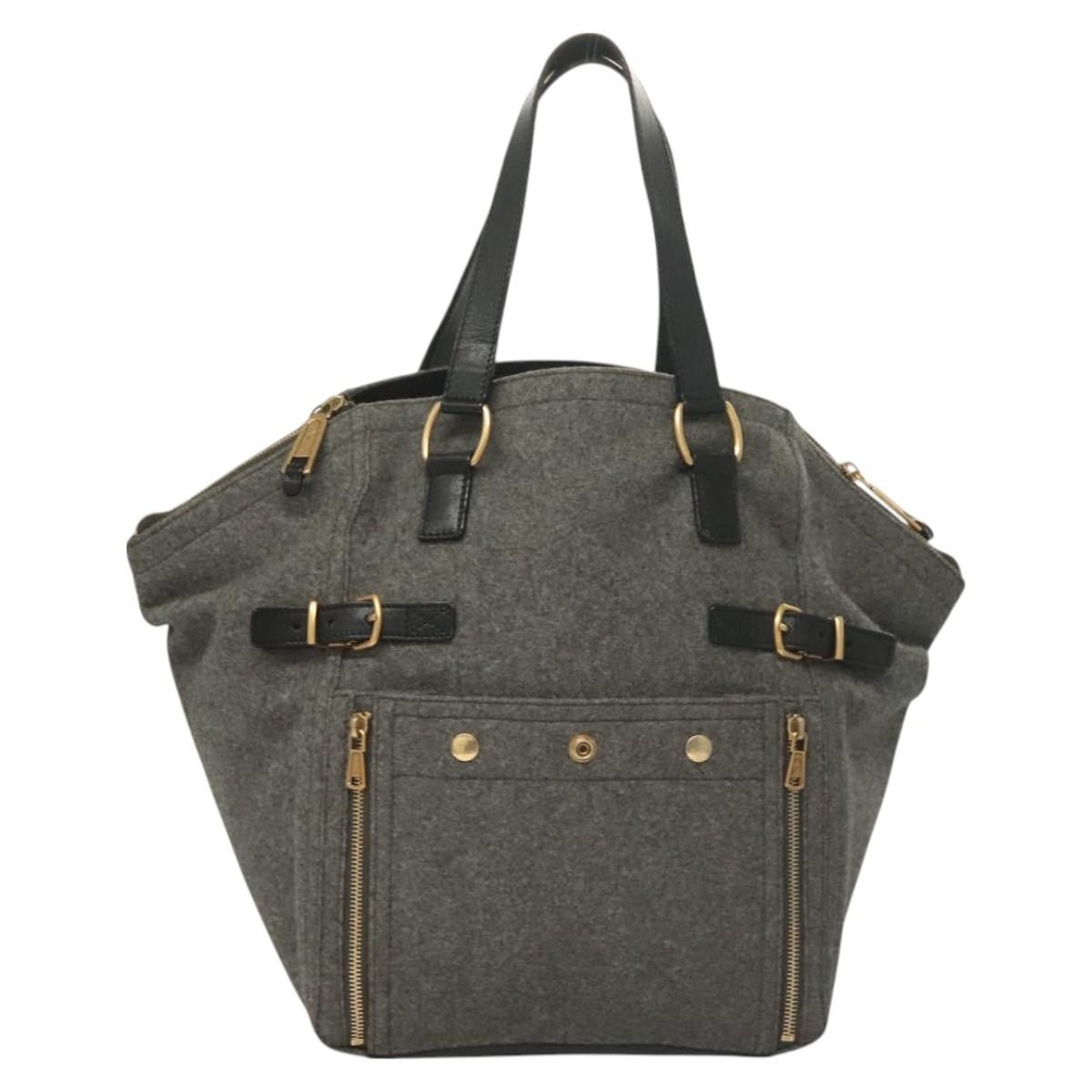 Saint Laurent Downtown Tote Wool, GRAY, WOOL, Tote bag