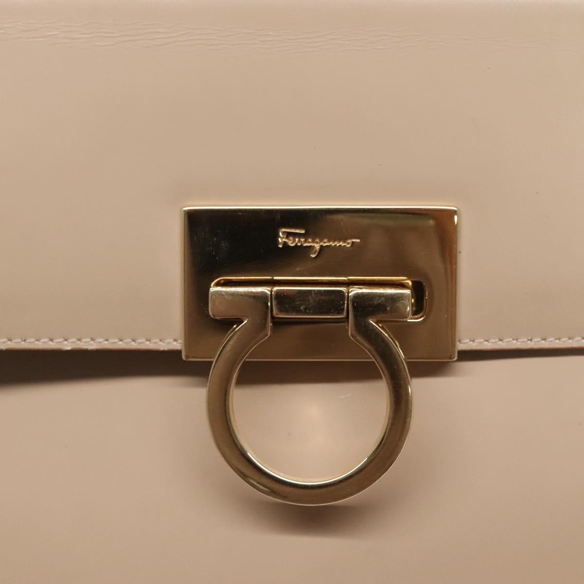 Salvatore Ferragamo Gancini Convertible Top Handle Bag Leather, BEIGE, LEATHER, Handbag