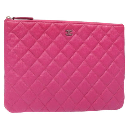 Chanel O Case Clutch Quilted Caviar, PINK, LEATHER, Clutche & pouche
