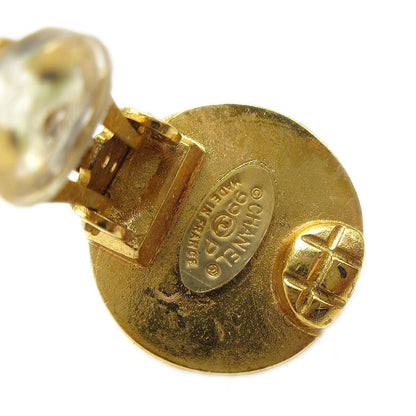 Chanel Vintage CC Round Button Clip-On Earrings Metal, GOLD, GOLD_PLATED, Earrings