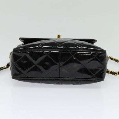 Chanel Vintage Square Front Pocket Camera Bag Quilted Patent, BLACK, PATENT_LEATHER, Shoulder bag