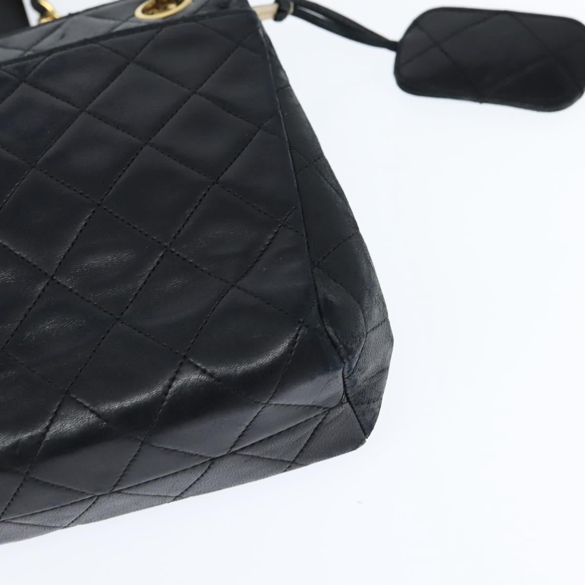 Chanel Vintage Front Pocket Shoulder Bag Quilted Lambskin, BLACK, LEATHER, Shoulder bag
