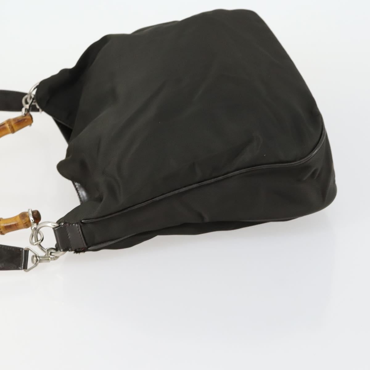 Gucci Vintage Bamboo Handle Bag Nylon, BROWN, NYLON, Handbag