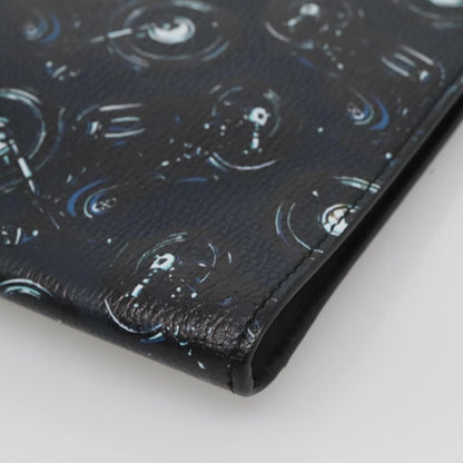 Salvatore Ferragamo Zip Pouch Motorcycle Print Leather, BLACK, LEATHER, Clutche & pouche