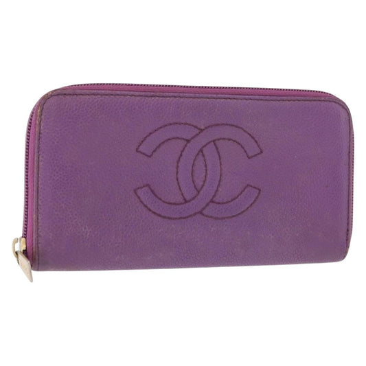 Chanel Timeless CC Zipped Wallet Caviar, PURPLE, LEATHER, Wallets