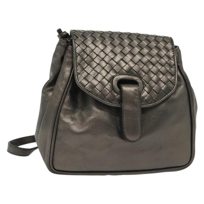 Bottega Veneta Intrecciato Backpack Patent Leather, METALLIC, LEATHER, Backpack