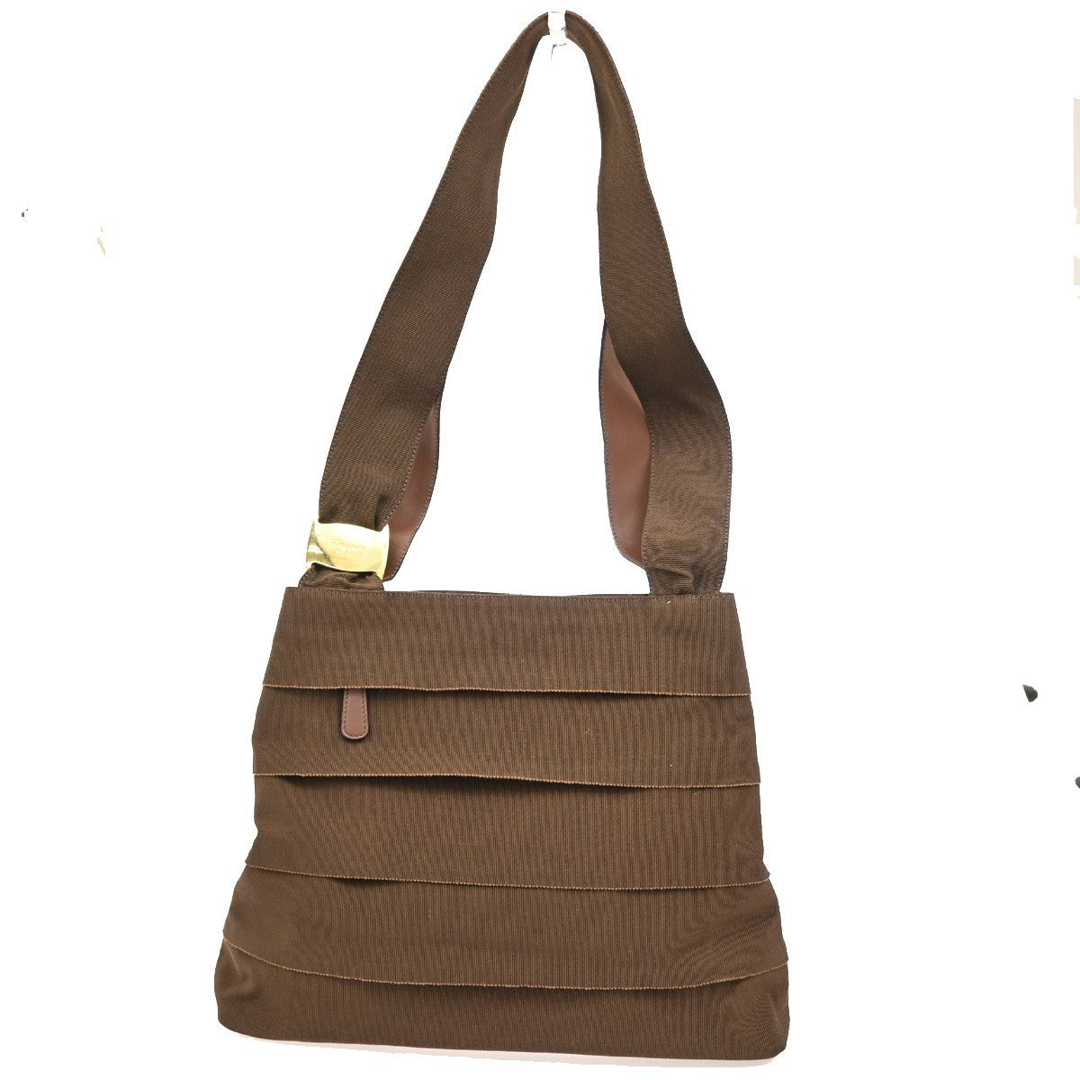 Salvatore Ferragamo Vara shoulder Bag Canvas, BROWN, CANVAS, Shoulder bag