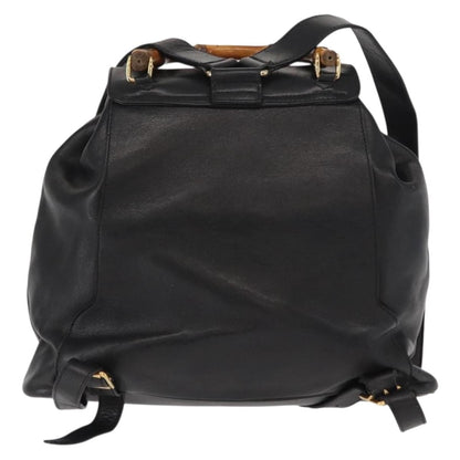 Gucci Vintage Bamboo Backpack Leather, BLACK, LEATHER, Backpack