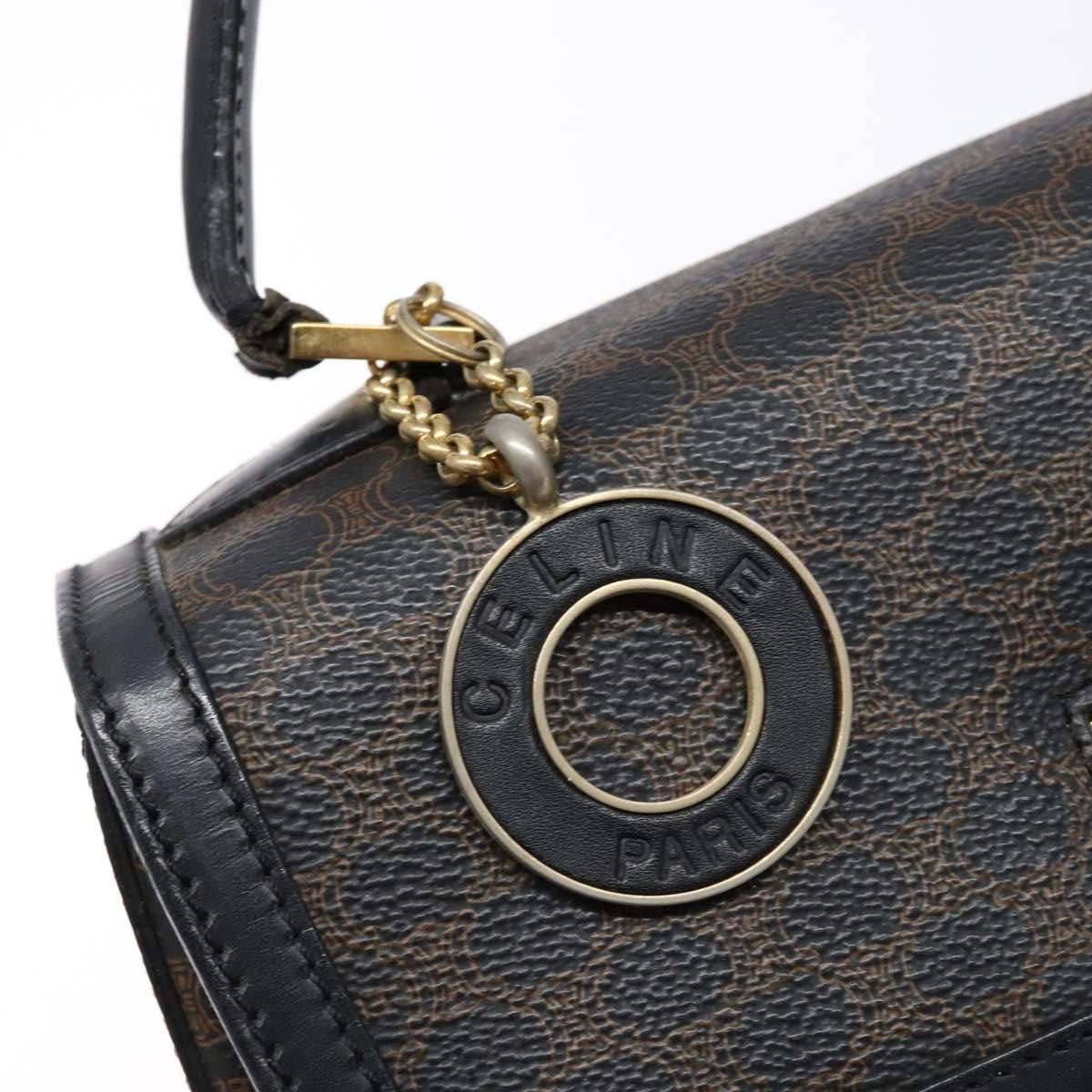 Celine Vintage Convertible Top Handle Bag Macadam Coated Canvas, BLACK, CANVAS, Handbag