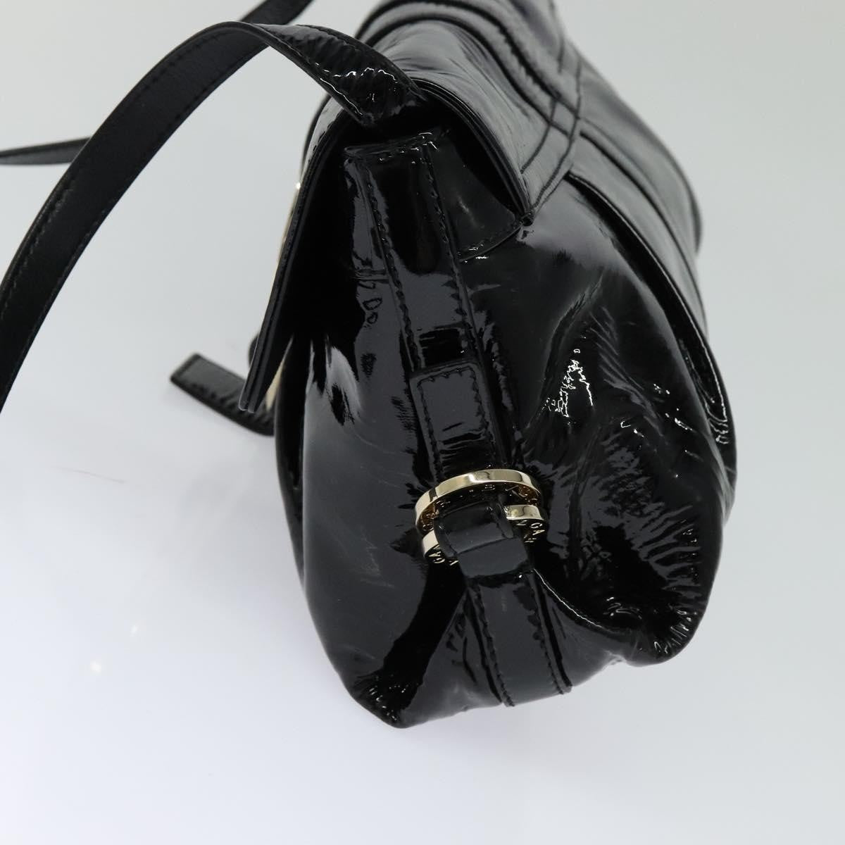 Bvlgari Chandra Flap Shoulder Bag Enamel, BLACK, PATENT_LEATHER, Shoulder bag