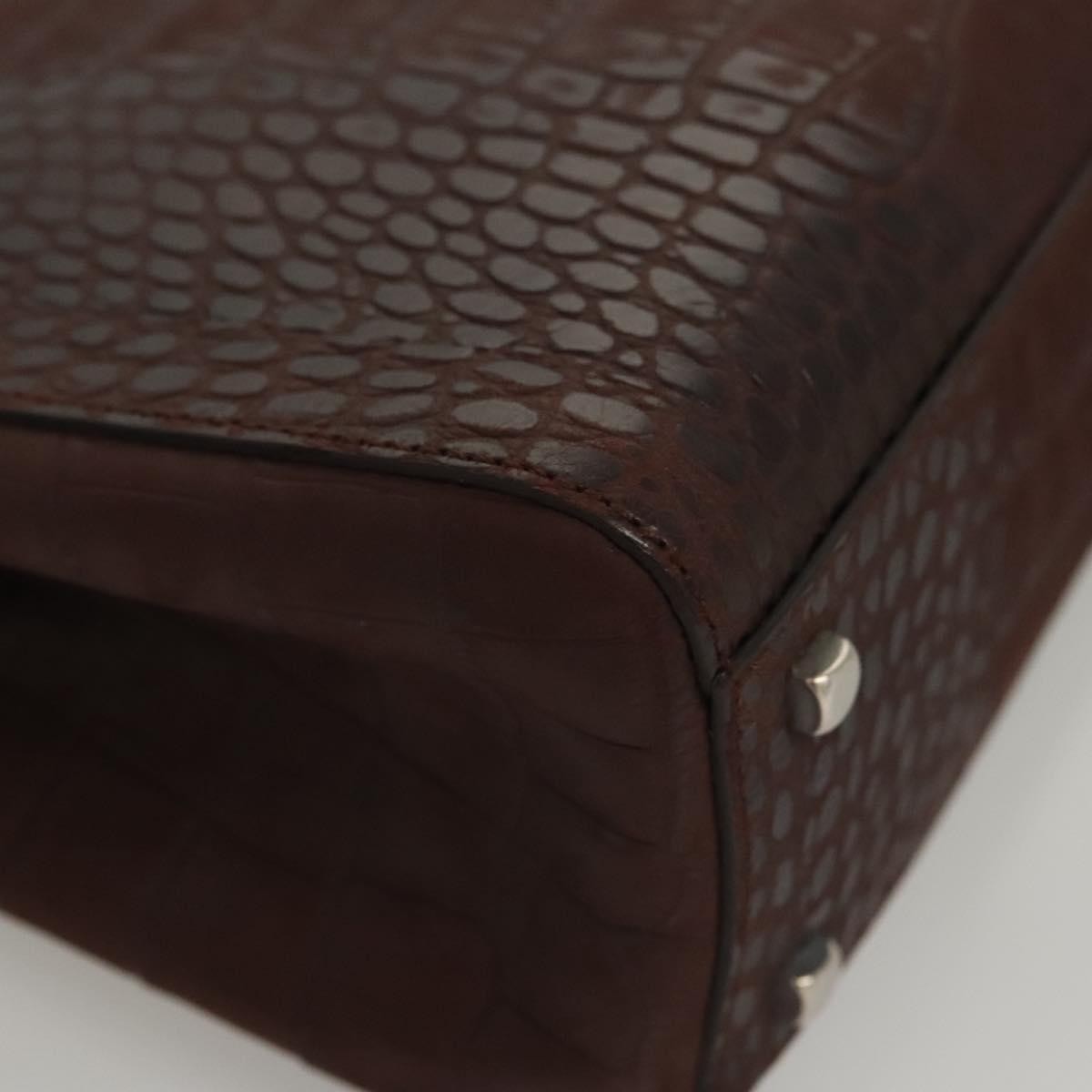 Salvatore Ferragamo Gancini handbag Leather, BROWN, LEATHER, Handbag