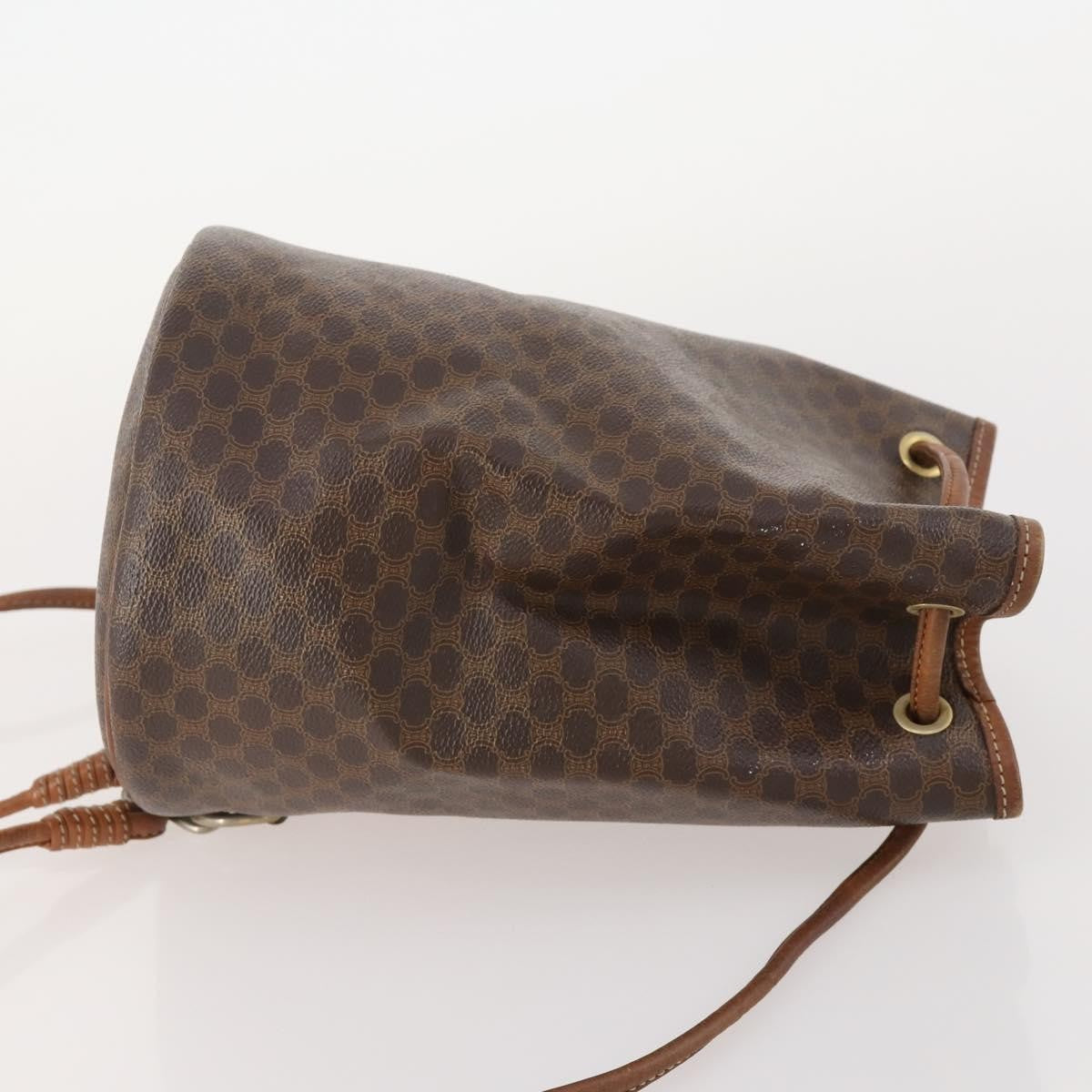Celine Vintage Macadam Backpack Canvas and Leather, Brown, Canvas, Backpack