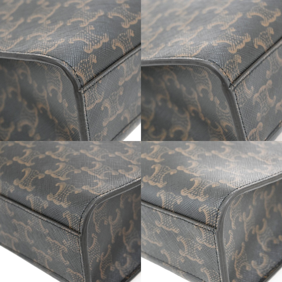 Celine Vertical Cabas Tote Triomphe Coated Canvas, BROWN, CANVAS, Tote bag