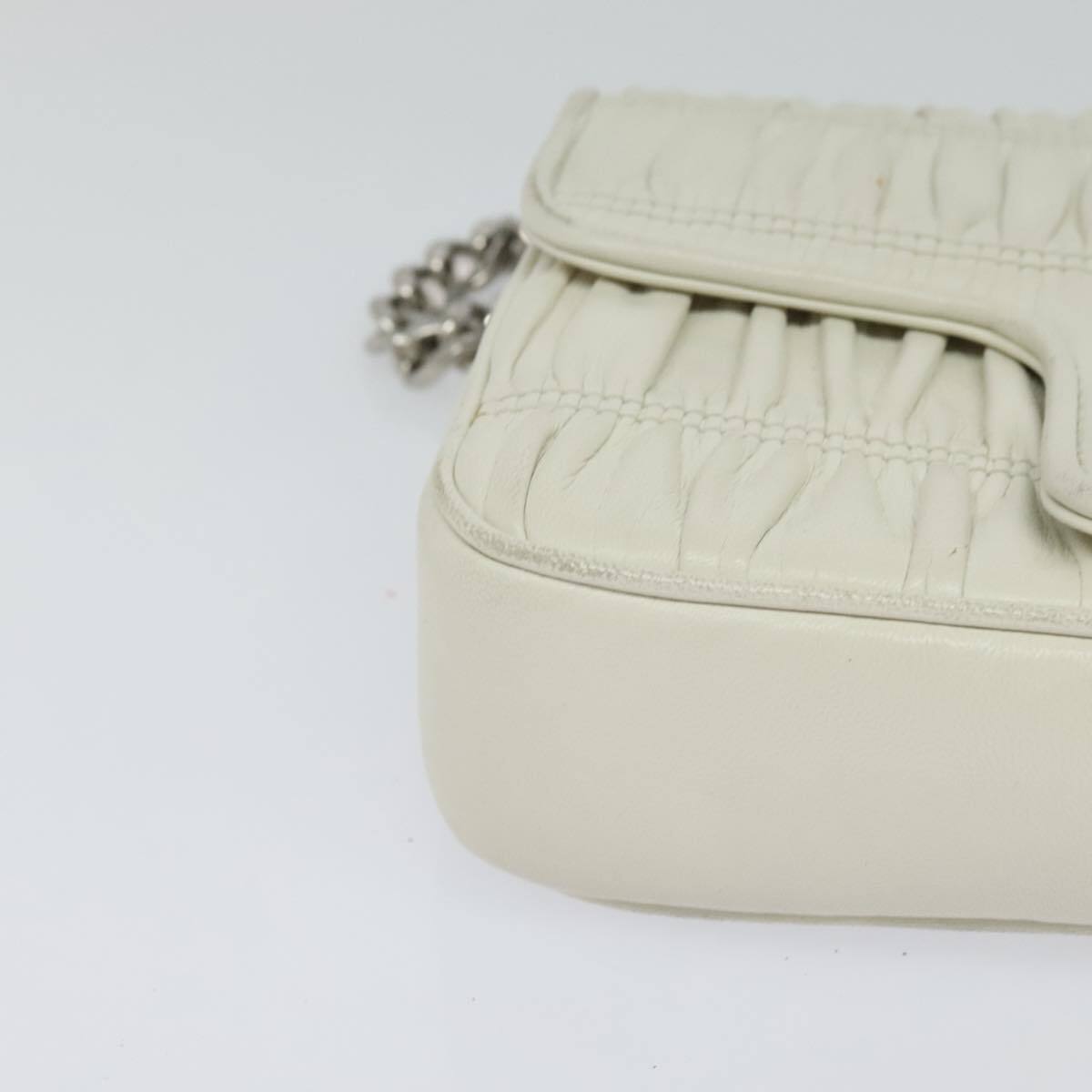 Prada Chain Flap Shoulder Bag Nappa Gaufre, WHITE, LEATHER, Shoulder bag