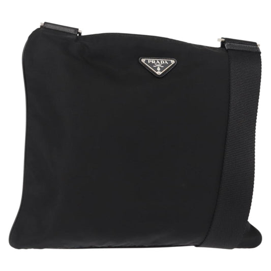 Prada Flat Messenger Bag Tessuto, BLACK, NYLON, Shoulder bag