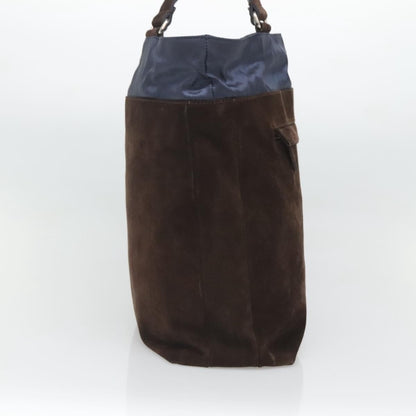 Salvatore Ferragamo Convertible Front Zip Pocket Tote Suede, BROWN, SUEDE, Tote bag