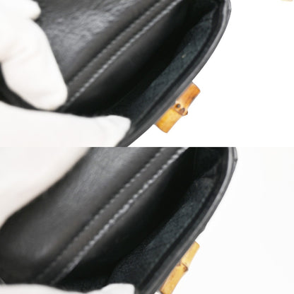 Gucci Vintage Bamboo Backpack Leather, BLACK, LEATHER, Backpack