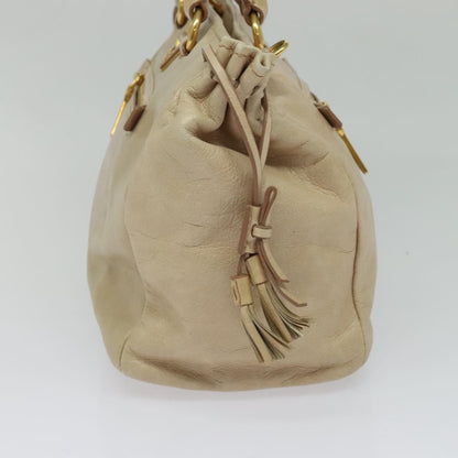 Prada Front Pocket Convertible Tote Leather, BEIGE, LEATHER, Tote bag