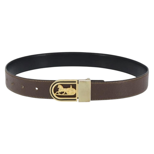 Celine Belt Leather with Metal, BROWN, LEATHER, Belts