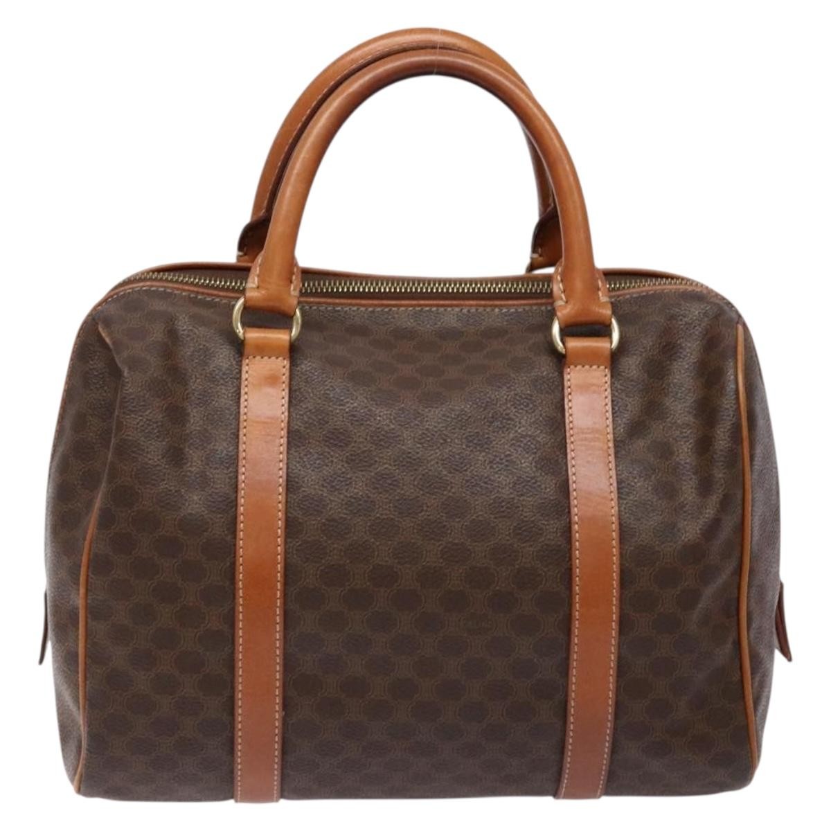 Celine Macadam Handbag Macadam with leather, BROWN, CANVAS, Handbag