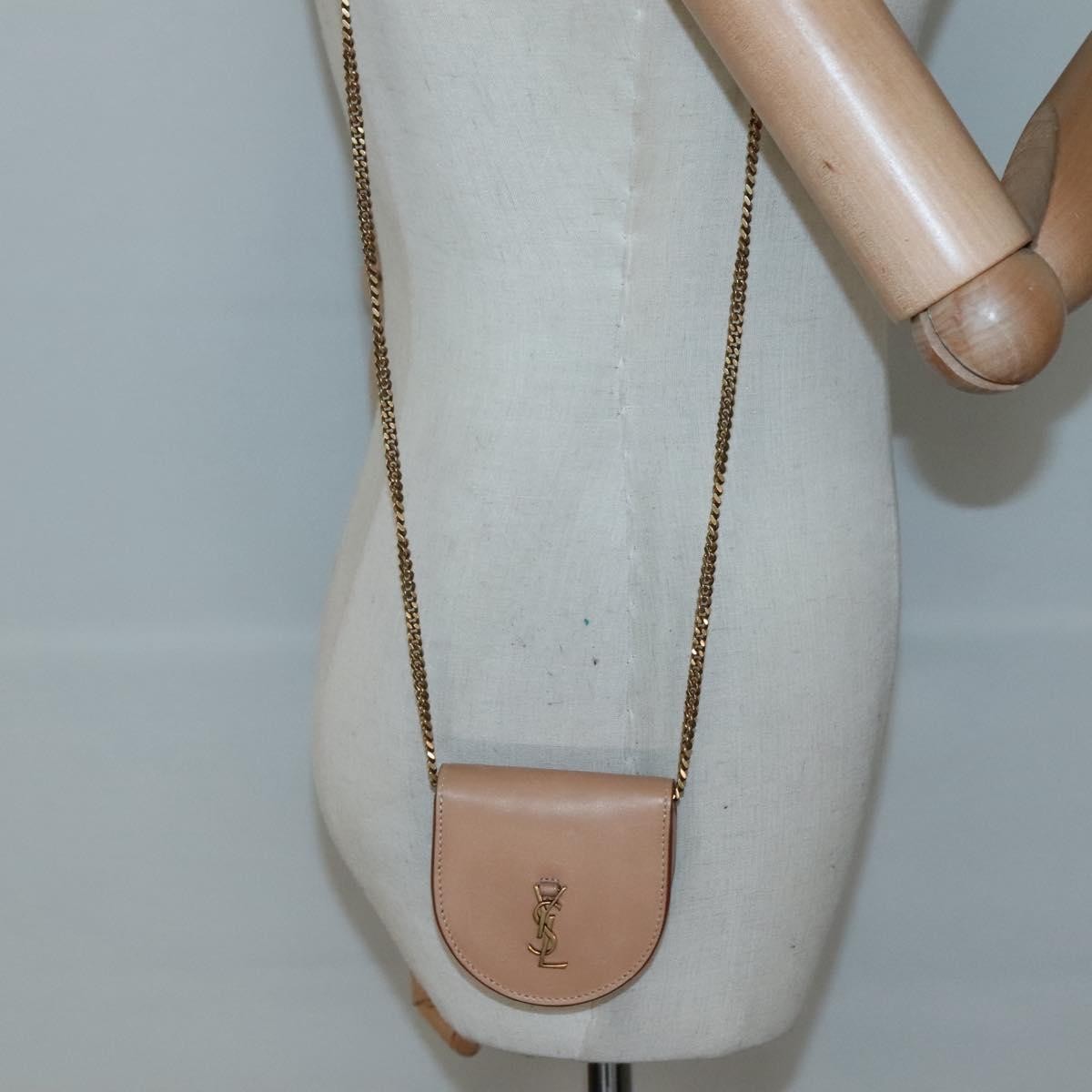 Saint Laurent Le K Chain Crossbody Bag Leather, BEIGE, LEATHER, Crossbody bag