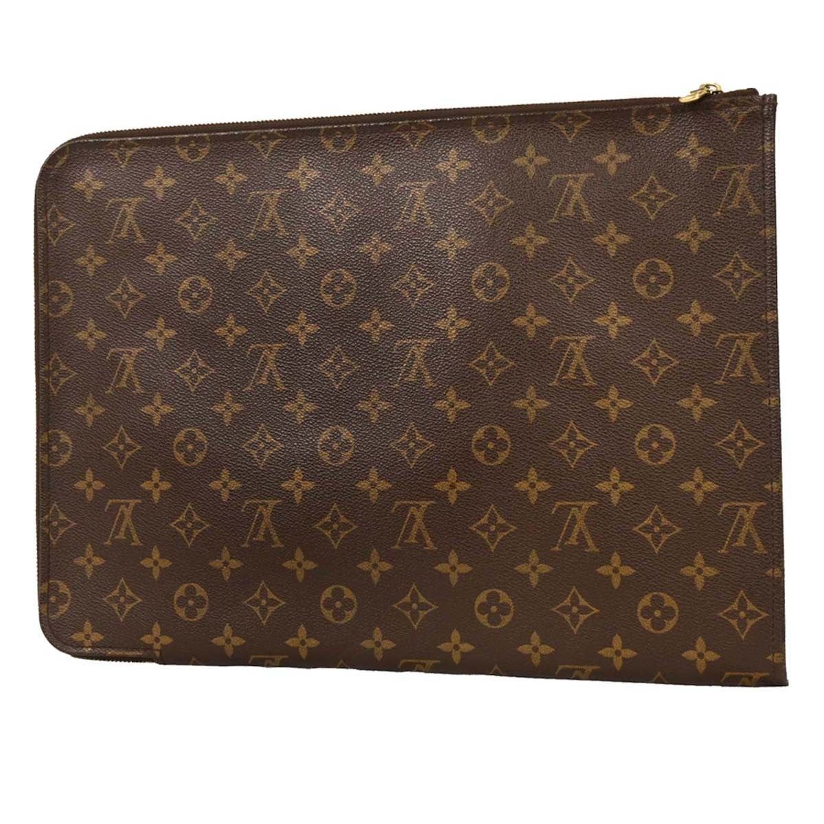Louis Vuitton Poche Documents Monogram Canvas, BROWN, CANVAS, Clutche & pouche