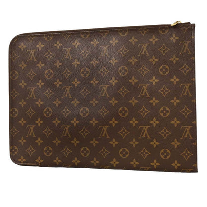 Louis Vuitton Poche Documents Monogram Canvas, BROWN, CANVAS, Clutche & pouche