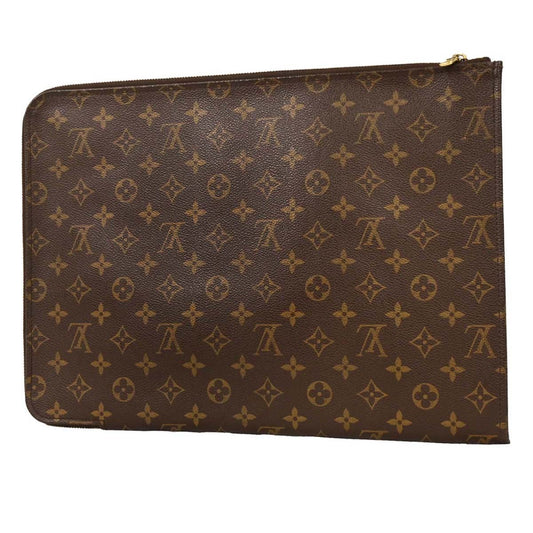 Louis Vuitton Poche Documents Monogram Canvas, BROWN, CANVAS, Clutche & pouche