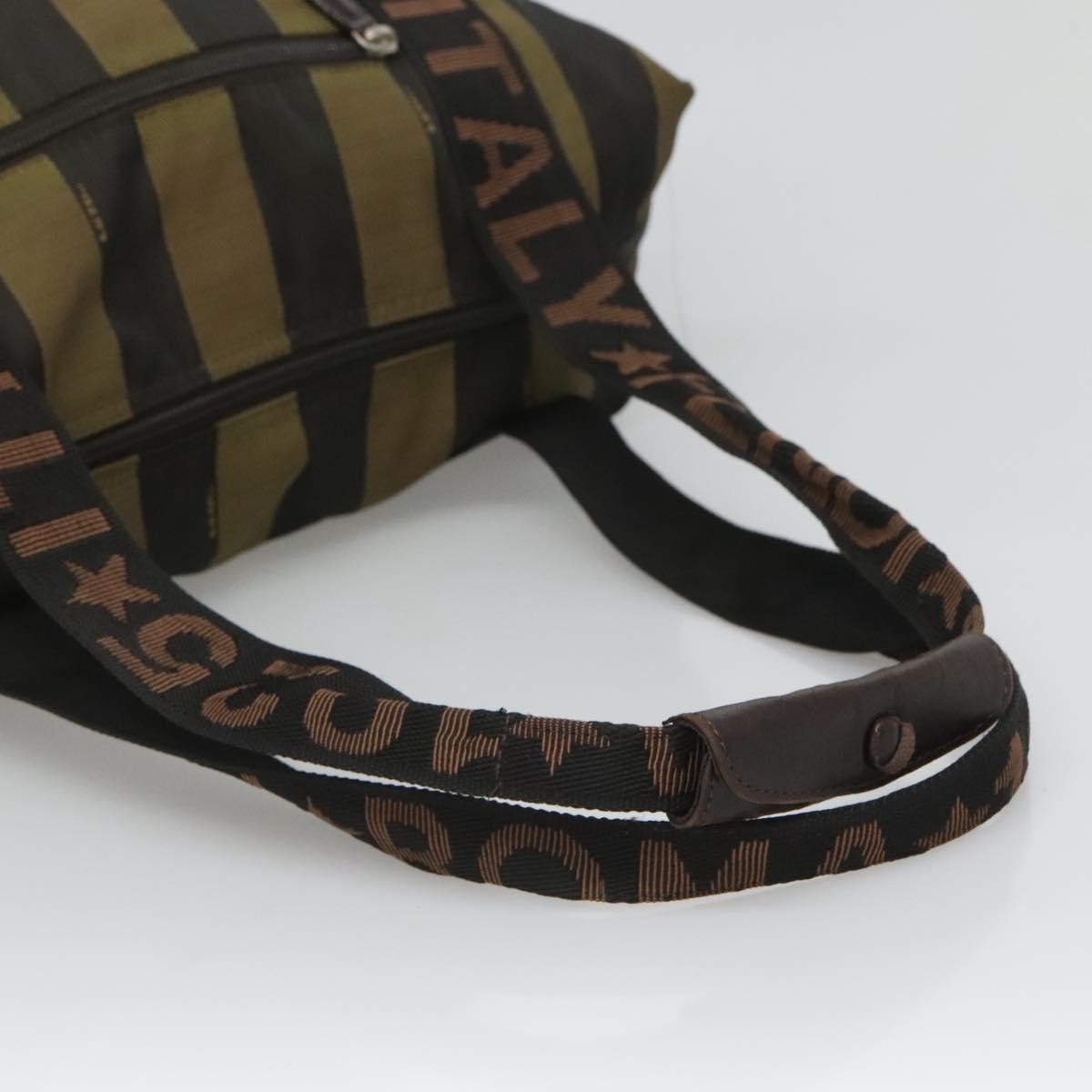 Fendi Vintage Logo Pequin Weekender Bag Canvas, BROWN, NYLON, Tote bag