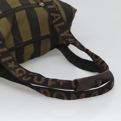 Fendi Vintage Logo Pequin Weekender Bag Canvas, BROWN, NYLON, Tote bag