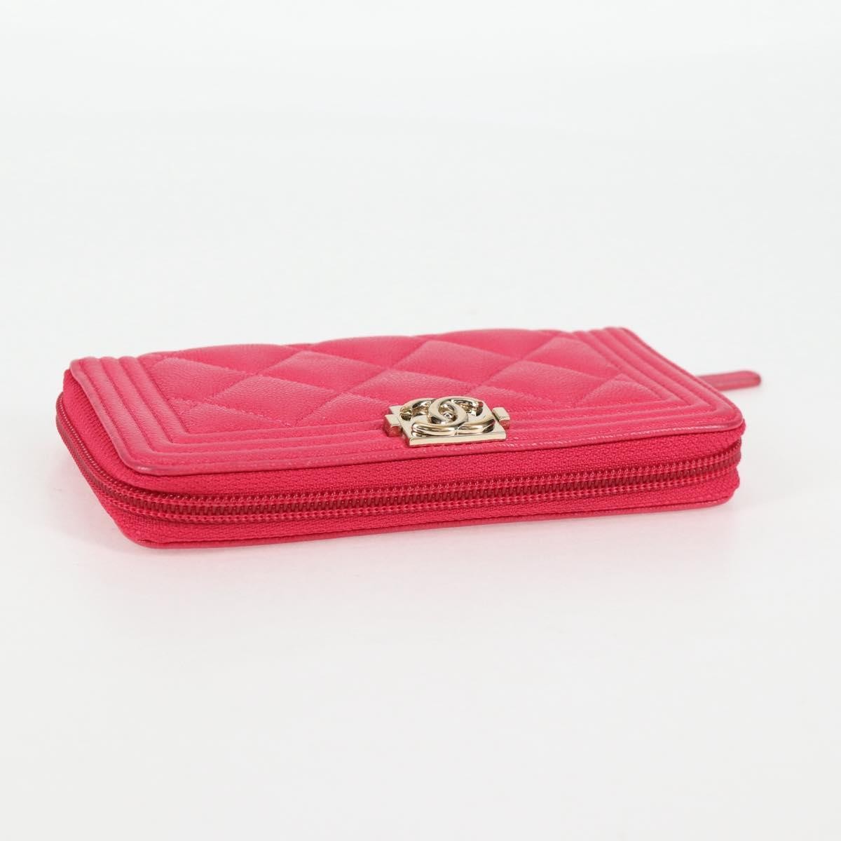 Chanel Compact Boy Wallet Caviar, PINK, LEATHER, Wallets