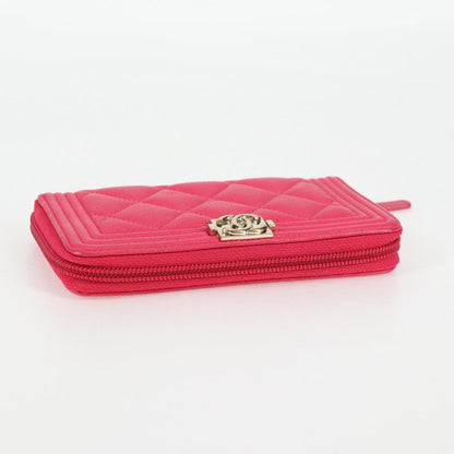 Chanel Compact Boy Wallet Caviar, PINK, LEATHER, Wallets