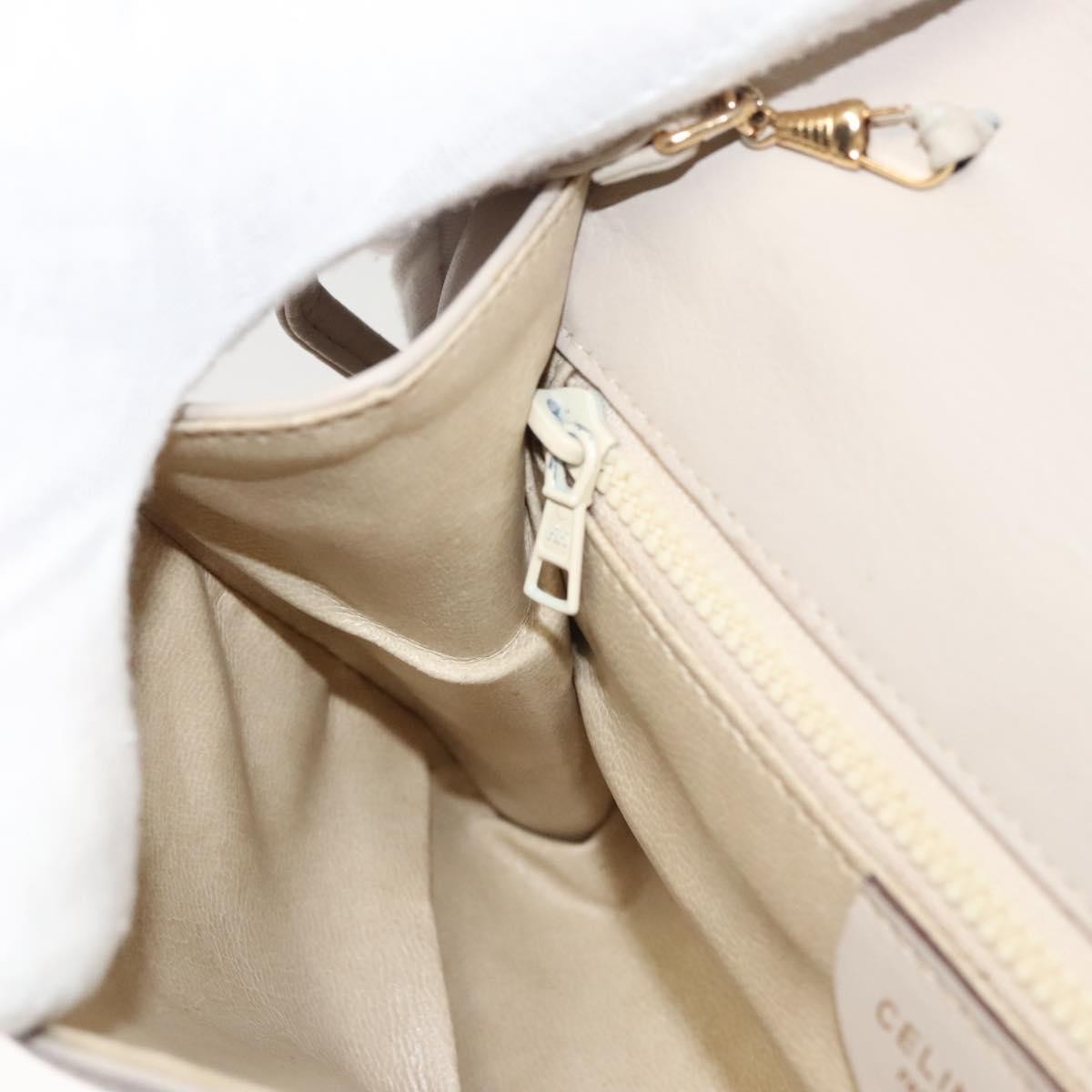 Celine Flap Shoulder Bag Leather, BEIGE, LEATHER, Shoulder bag