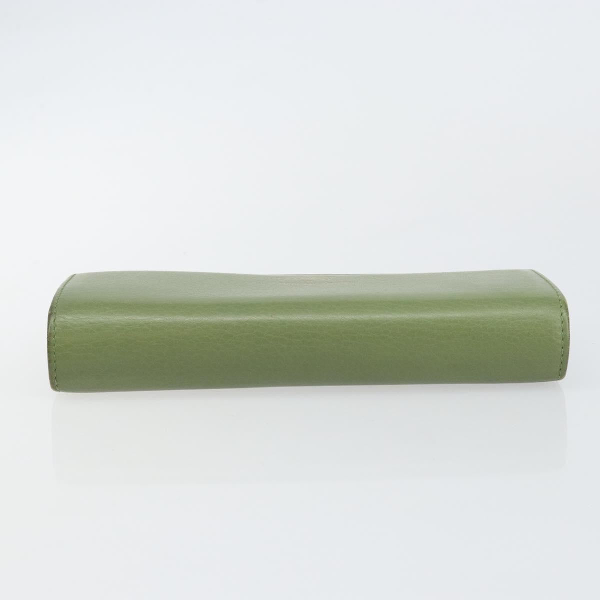 Gucci Logo Embossed Continental Wallet Leather, GREEN, LEATHER, Wallets