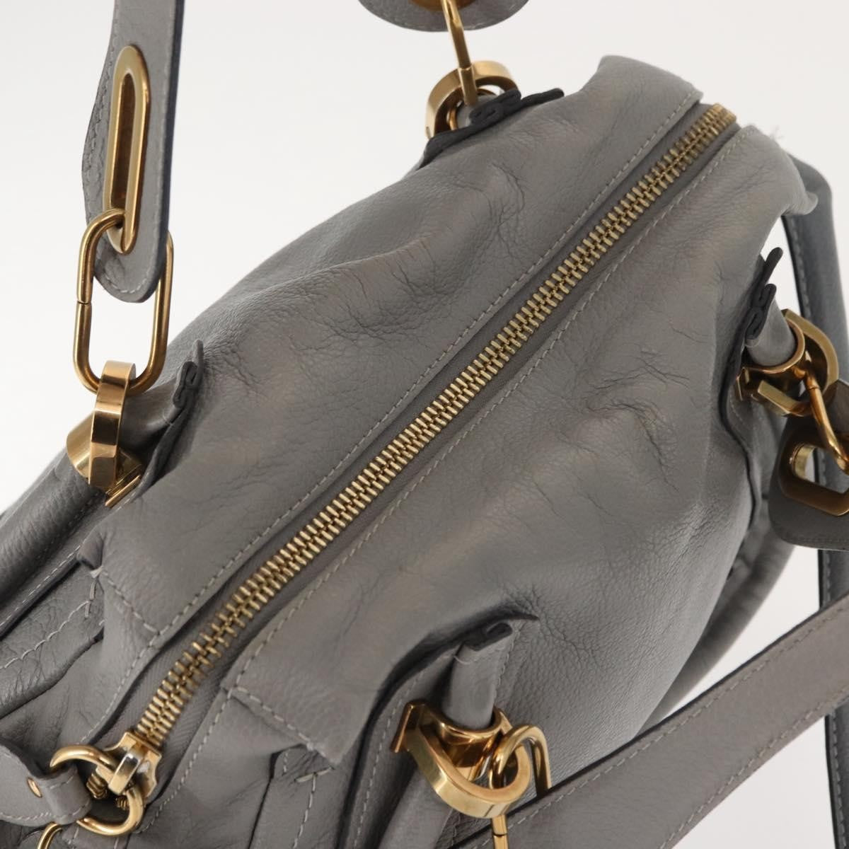 Chloe Paraty Top Handle Bag Leather, GRAY, LEATHER, Handbag