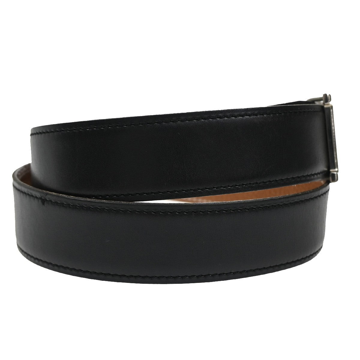 Hermes Constance Reversible Belt Leather, BLACK, LEATHER, Belts