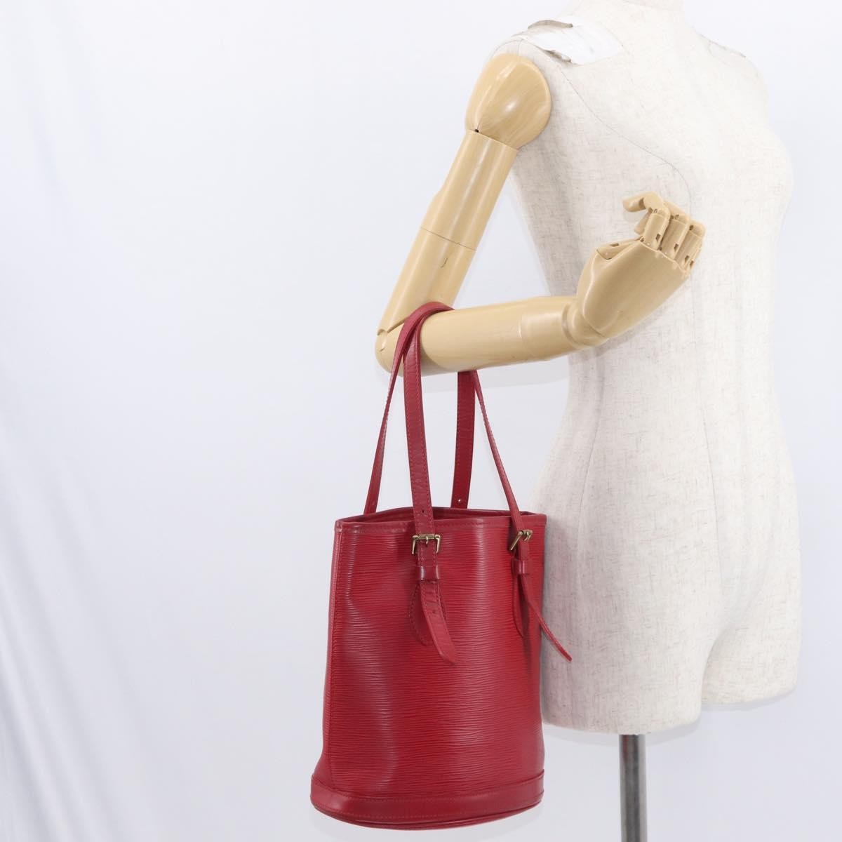 Louis Vuitton Bucket Bag Epi Leather, RED, LEATHER, Shoulder bag