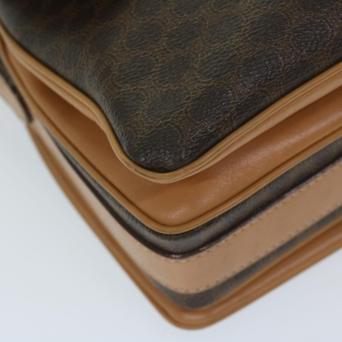 Celine Macadam Shoulder Bag PVC Leather, BROWN, CANVAS, Shoulder bag