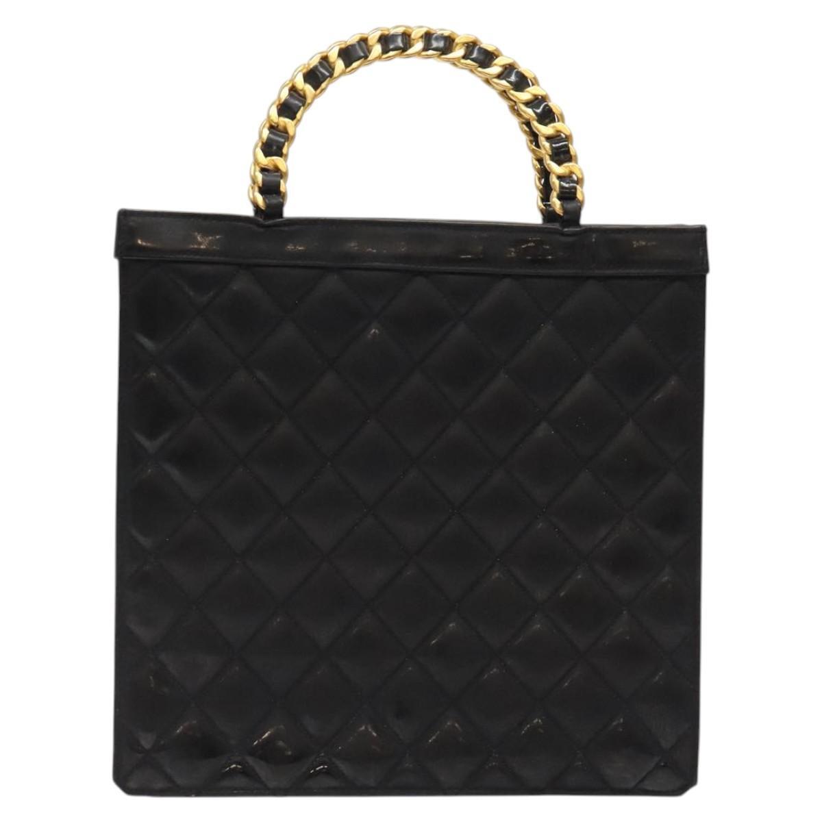 Chanel Vintage Chain Handle Tote Patent leather, BLACK, PATENT_LEATHER, Tote bag