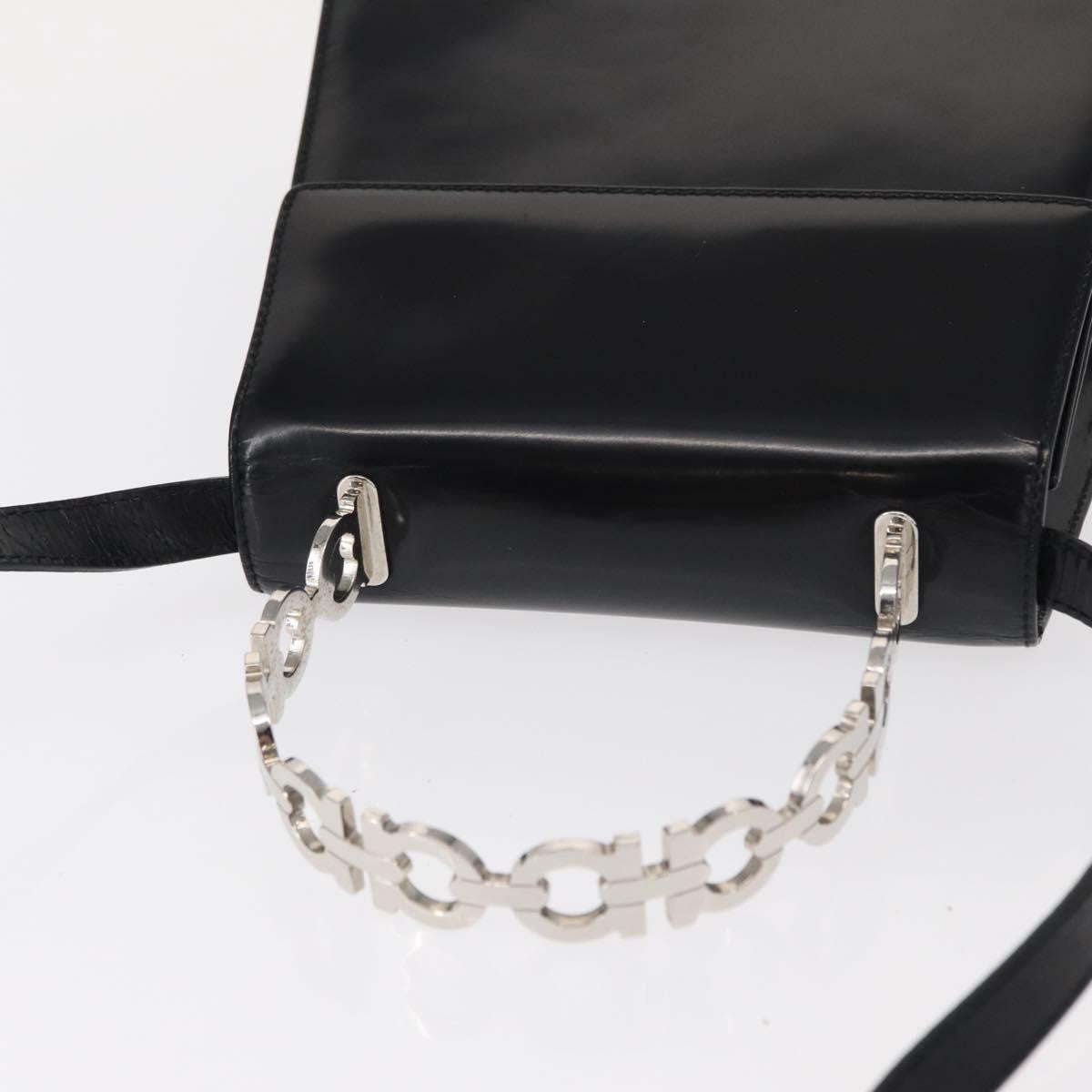 Salvatore Ferragamo Gancini handbag Leather, BLACK, LEATHER, Handbag