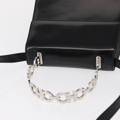 Salvatore Ferragamo Gancini handbag Leather, BLACK, LEATHER, Handbag